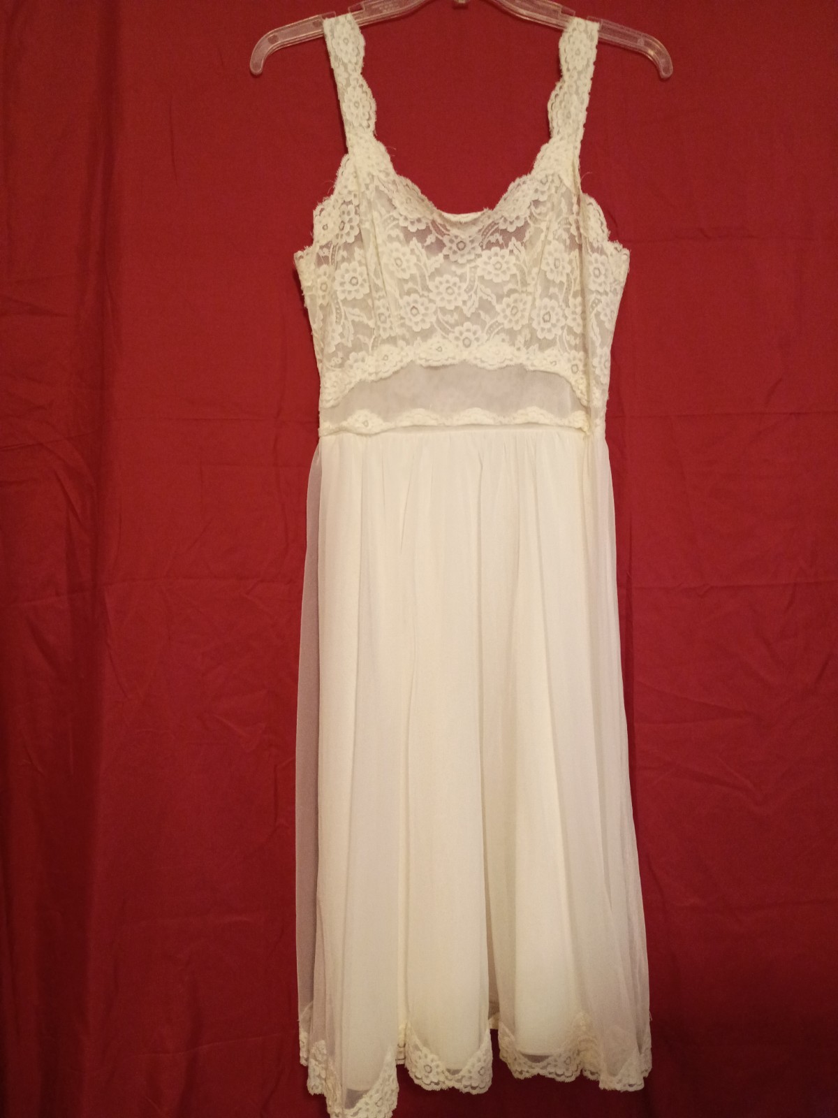 1960s Shadowline White Lace Nightgown Lingerie