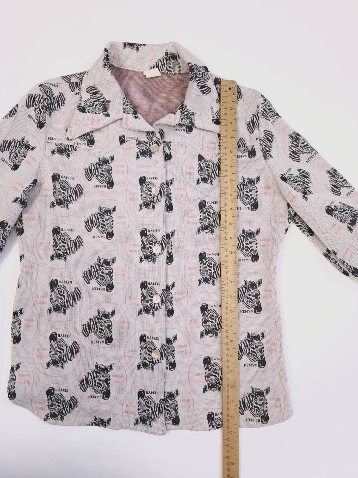 Masai Mara Zebra Double Knit Polyester Western Shirt Women’s Small Vintage 70s