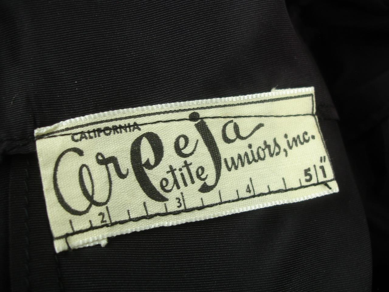 Women’s XS Vtg 1920’s Little Black Dress Petite Juniors Sheer Crepe Peplum USA