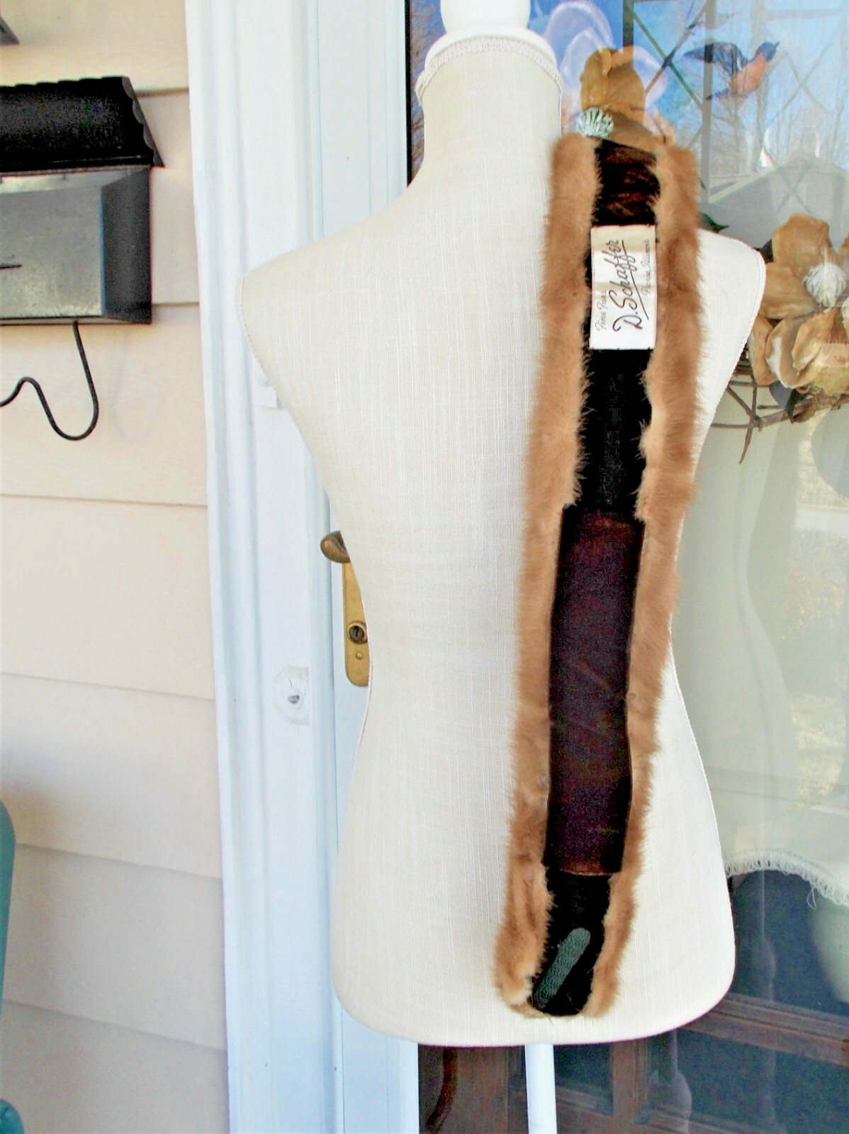 Vintage Champagne Blonde Mink Fur Collar Stole Scarf 36″ D. Schaffer Furs Lovely