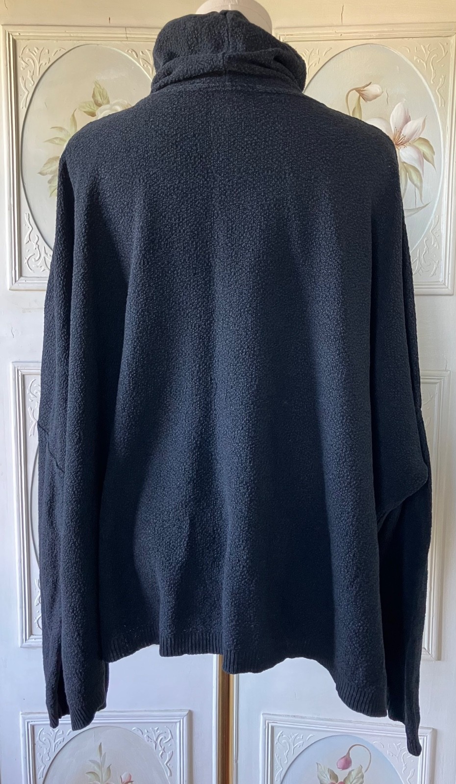 VTG 90s STEPHANIE SCHUSTER BLACK MOCK NECK PULLOVER SWEATER COTTON TUNIC GUC O/S