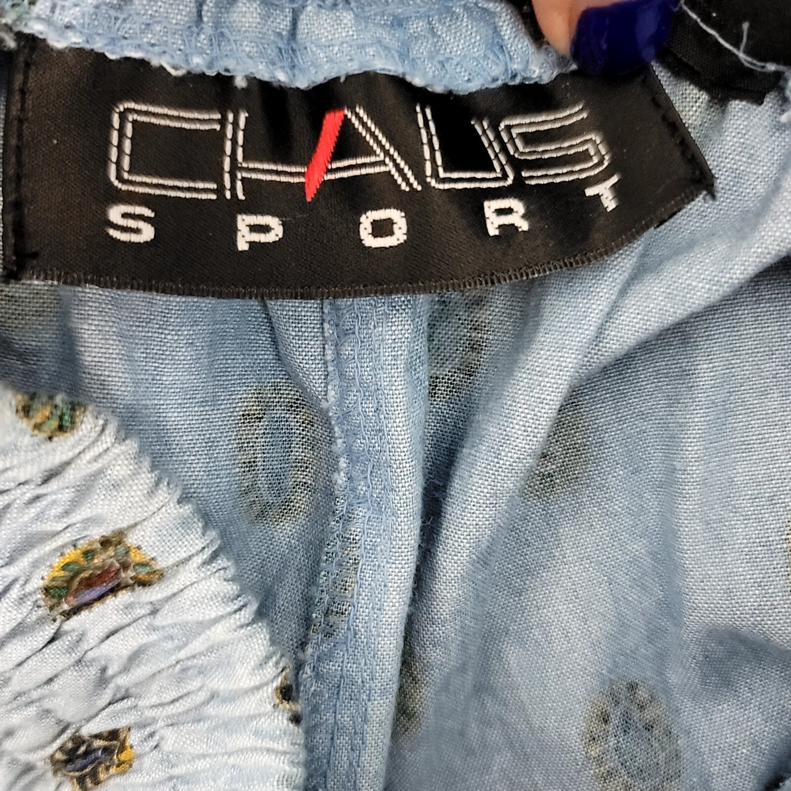 Vintage 90s Chaus Sport Womens S Chambray High Waisted Slim Tapered Geo Pattern