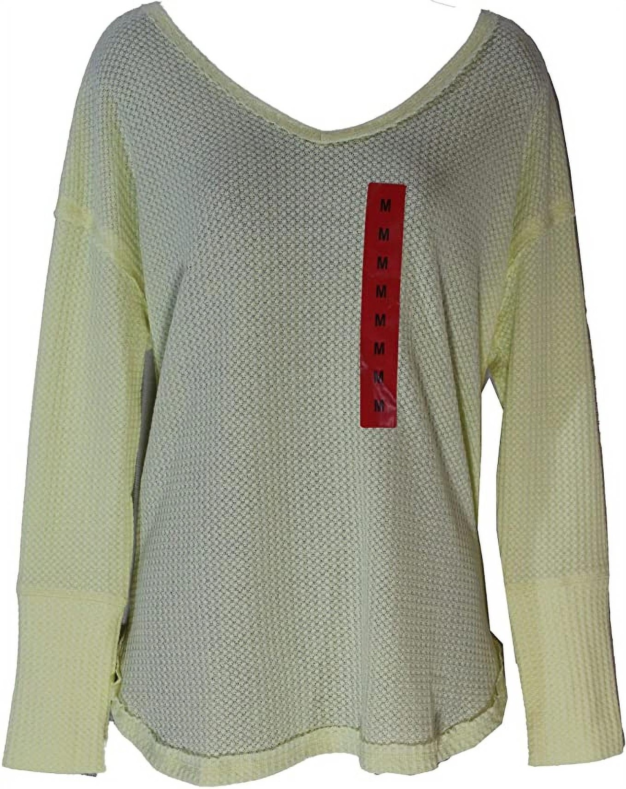 Vintage America Ladiesâ€™ Thermal Knit Top (Yellow, Large)