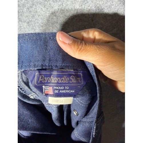Vintage Panhandle Slim Blue Denim Western Prairie Midi Skirt Womens Size 10 S/M