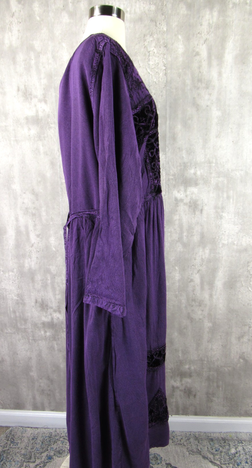 Vintage 90s Y2K NEW Dip Dye Rayon Tie Back Boho Hippie Dress 1X 2X Purple Velvet
