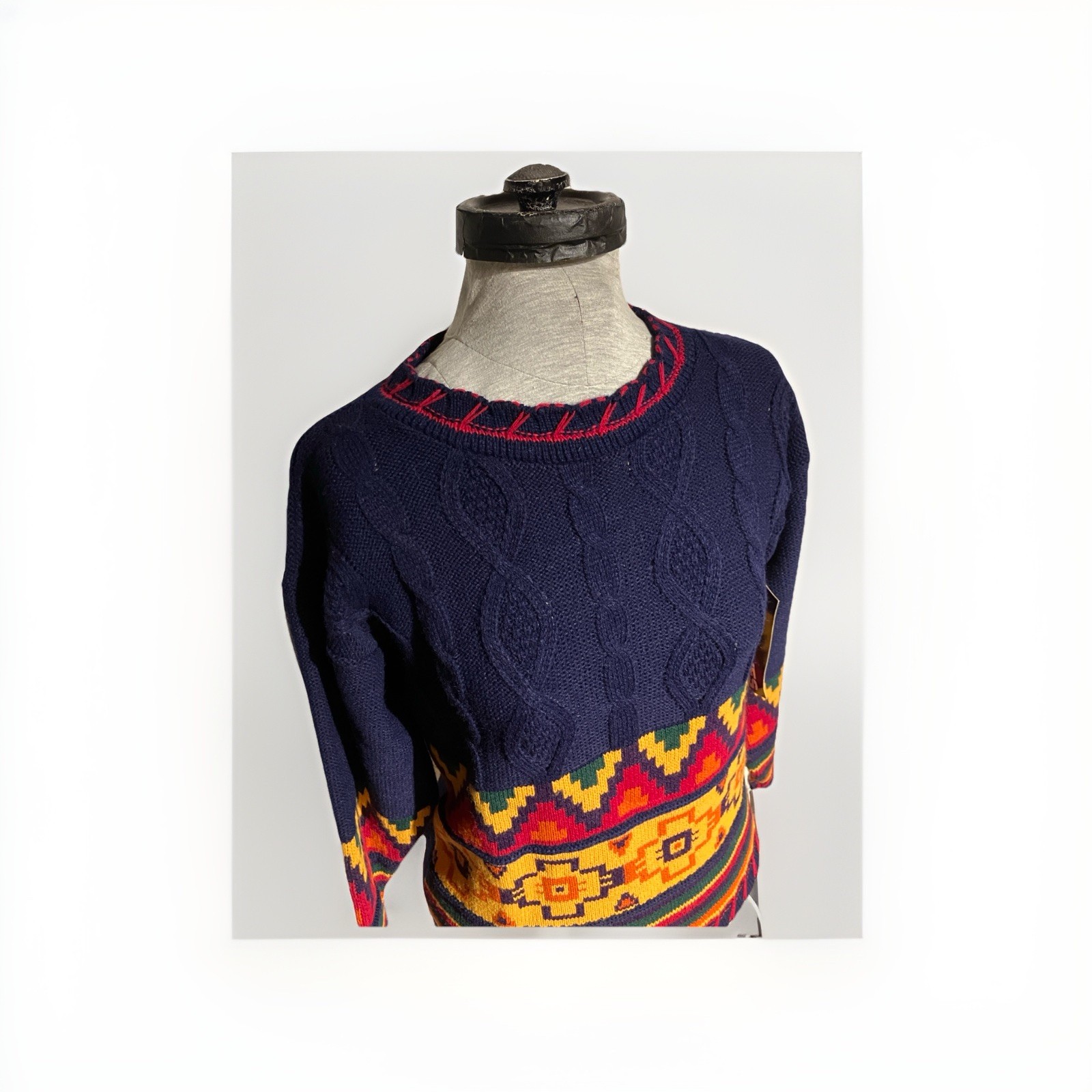NWT Vintage 80’s Sweater Aztec Pattern Women’s Small Original Tags Attached