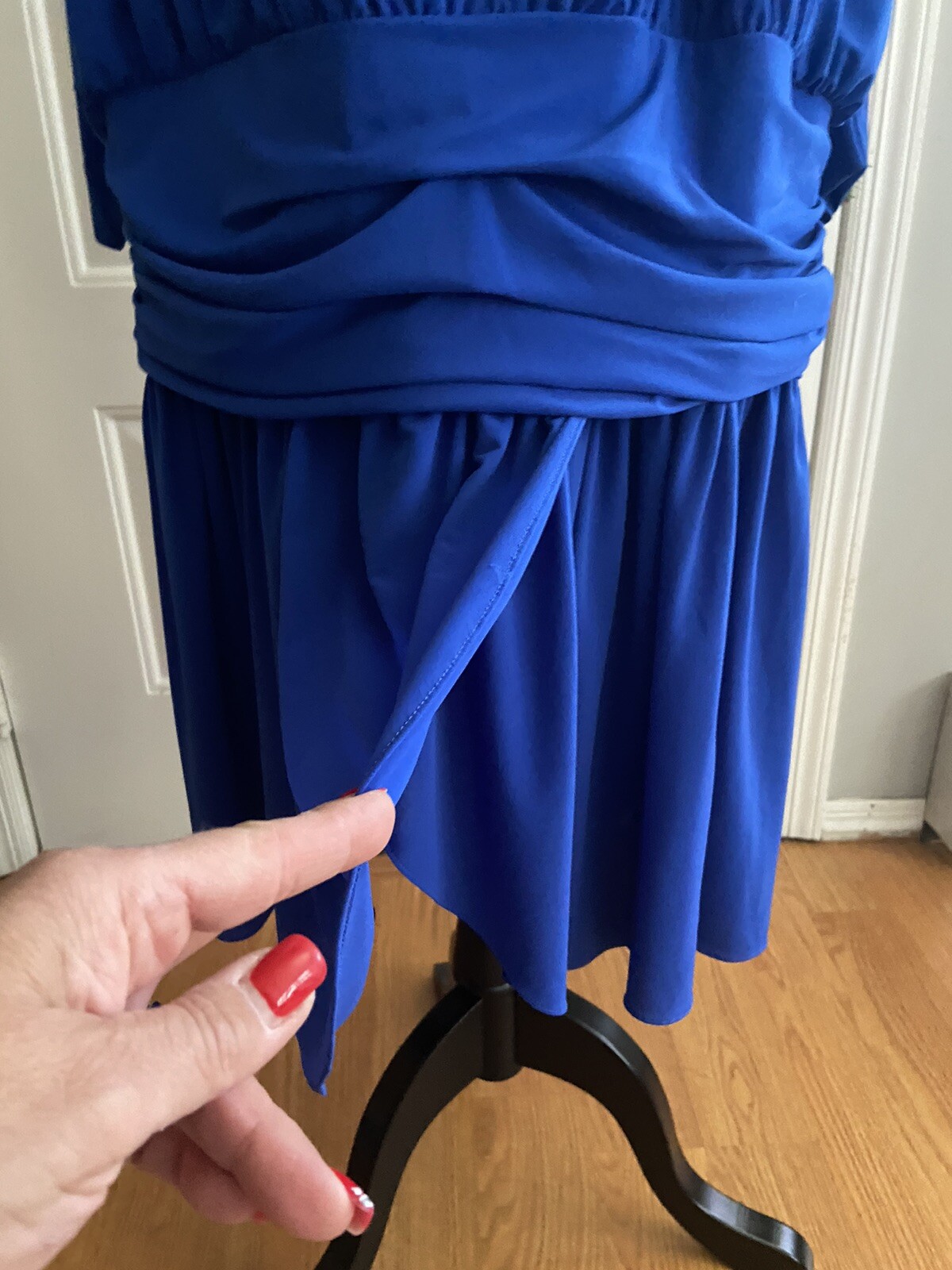 Vintage 1980s Claudia Cooper Royal Blue Dolman Batwing Drop Waist Dress Size 16