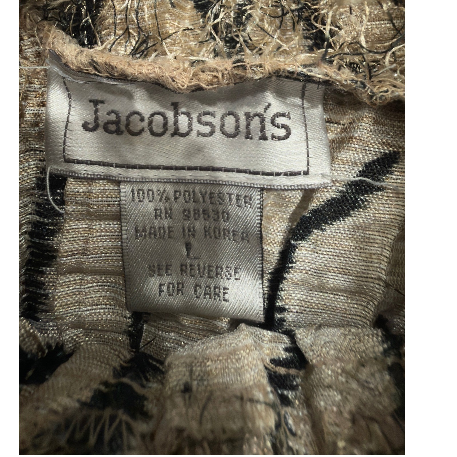 Jacobson’s Vintage Eyelash Knit Sweater Brown Black Fuzzy Mock Neck Large