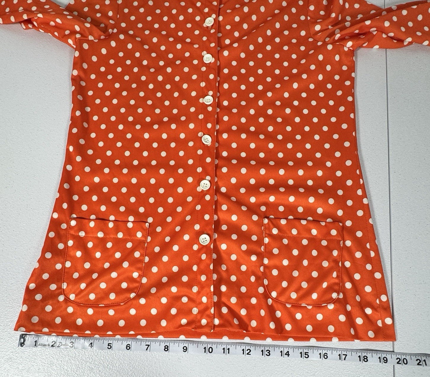 Vintage Polka Dot 2 Piece Set Orange Blouse Camisole Belt Retro Pin Up S