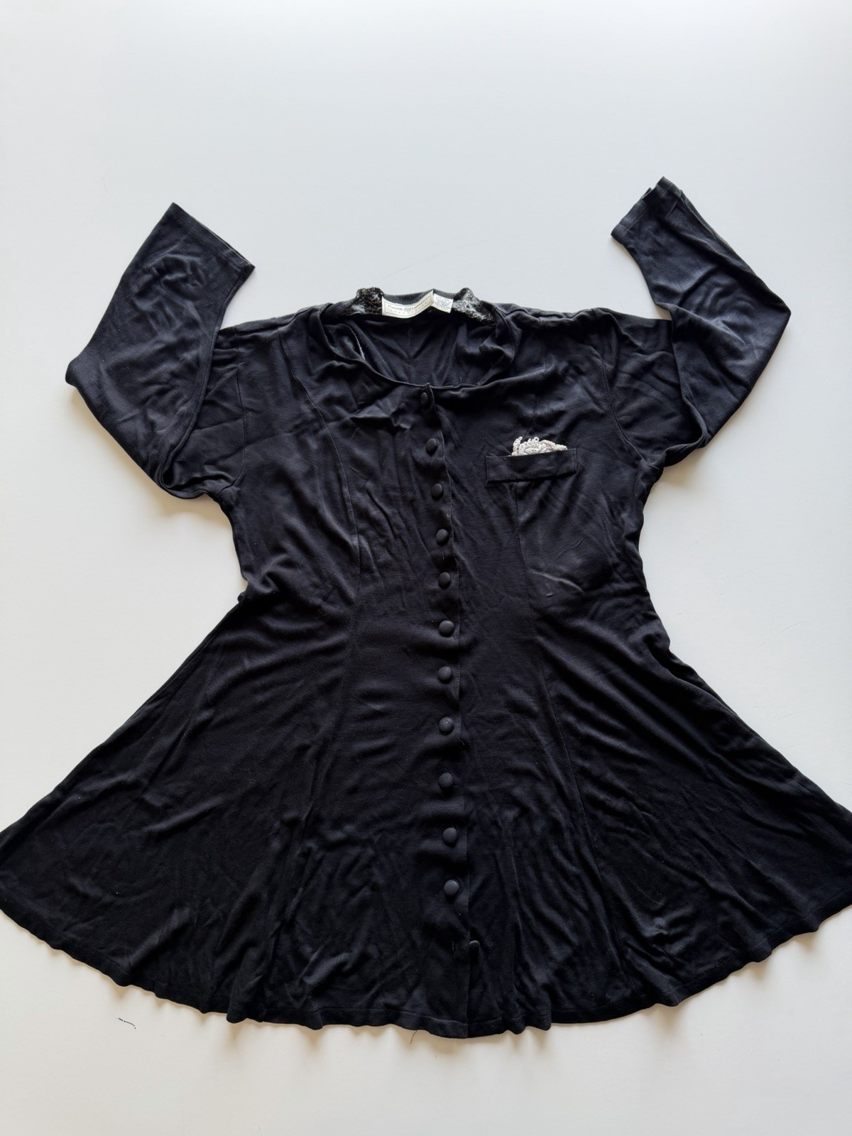 Vintage 90s Maggie Lawrence Knit Dress 14/16W Black White Button Front Y2K