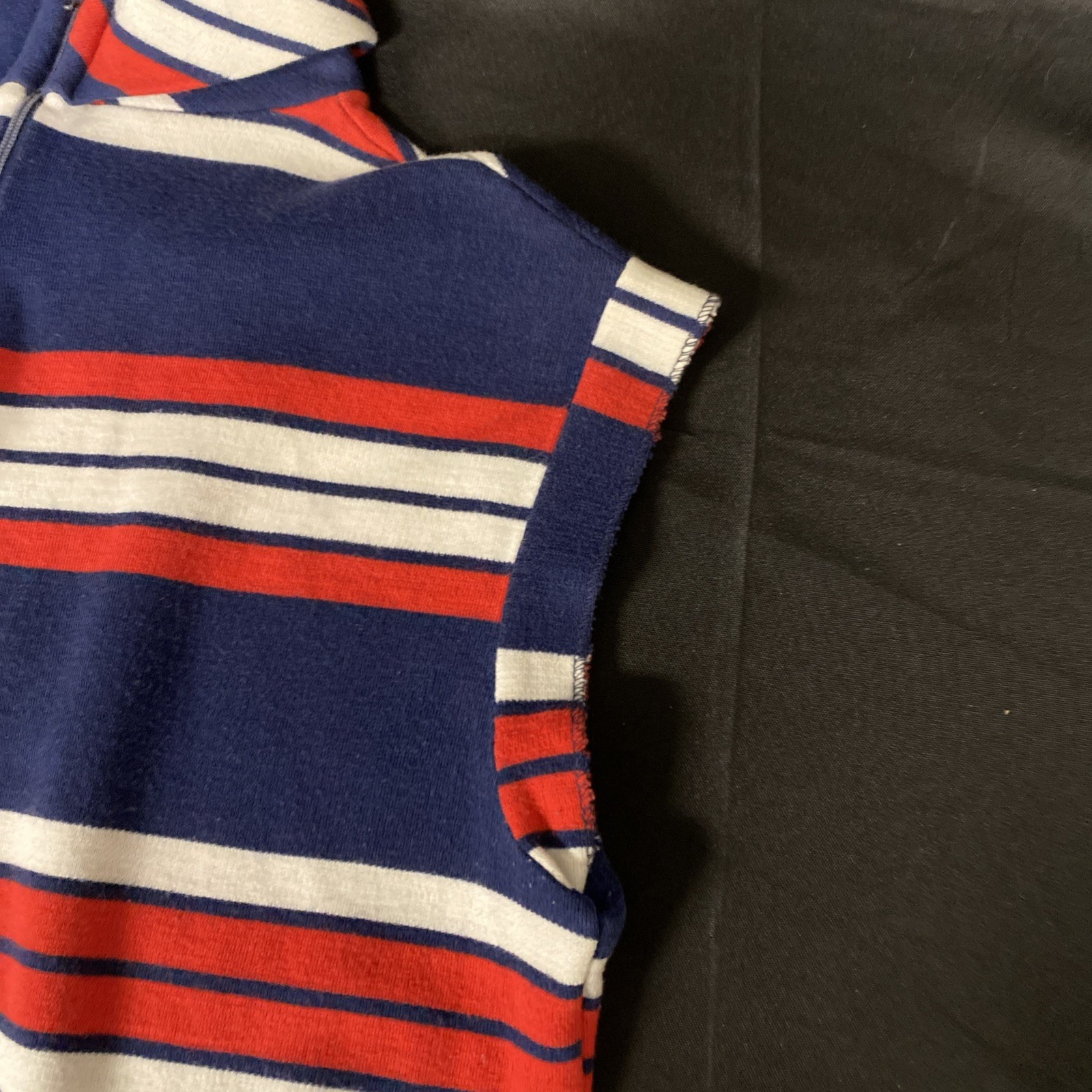 Preppy Red White & Blue VTG 70s Sleeveless Mock Turtleneck Top w/Zipper