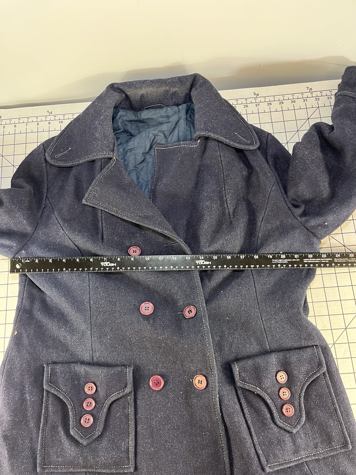 Vintage 60s 70s Wool Pea Over Coat Hippy Mod Disco Dance Hollywood Atomic Retro