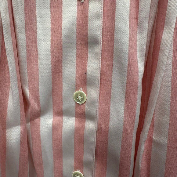 Vintage R&K Originals Shirt Dress 12 Button Down Pink Pockets Long Sleeve Stripe