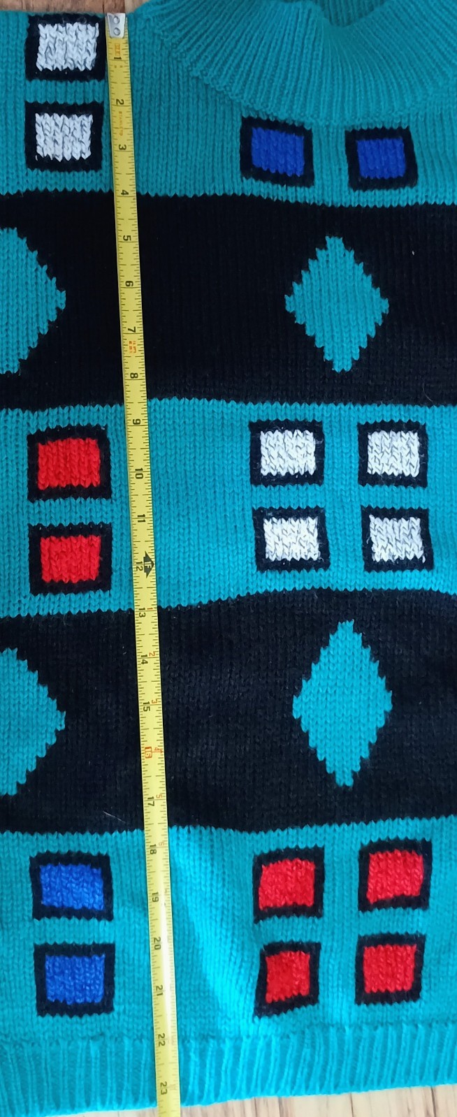 vintage 1980s–1990s geometric knit pullover sweater 16th Street Size M
