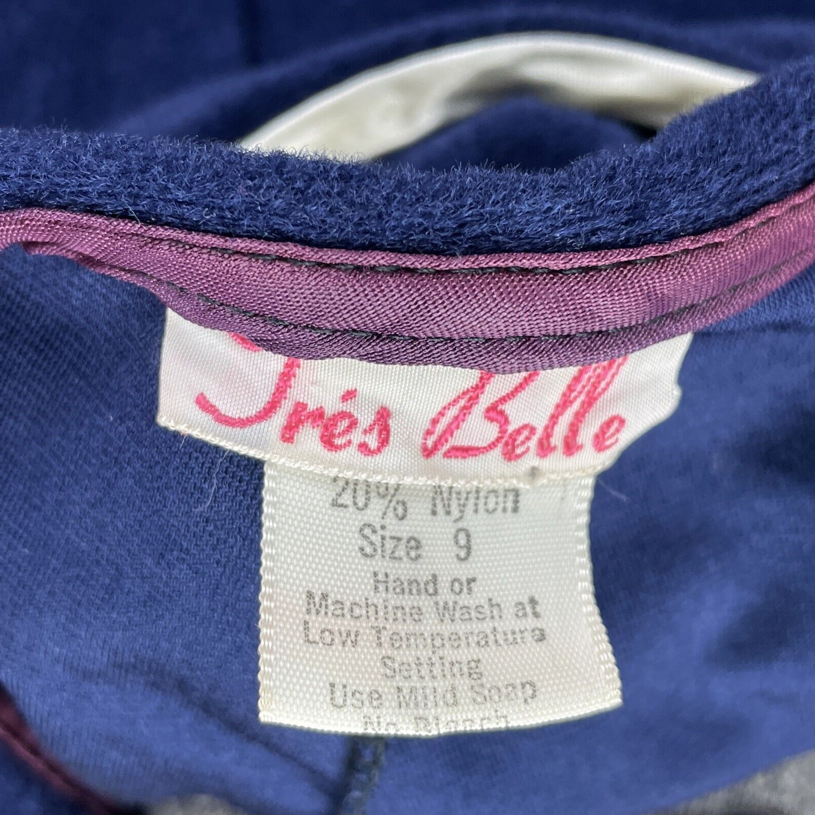 Vintage Tres Belle Navy Blue Velour Robe Size XS Nautical Sailor Half Zip