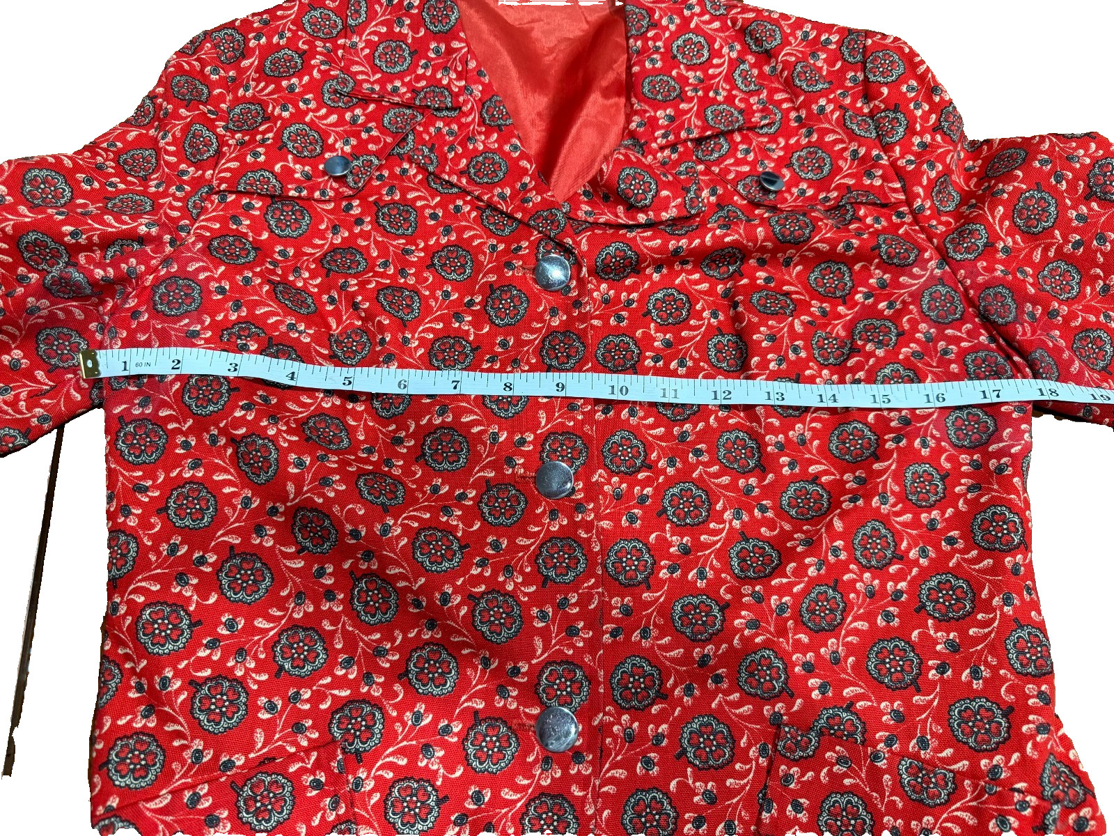 Vintage Red Boho Y2K Print Medallion Jacket Womens Regular Medium Cotton Vintage