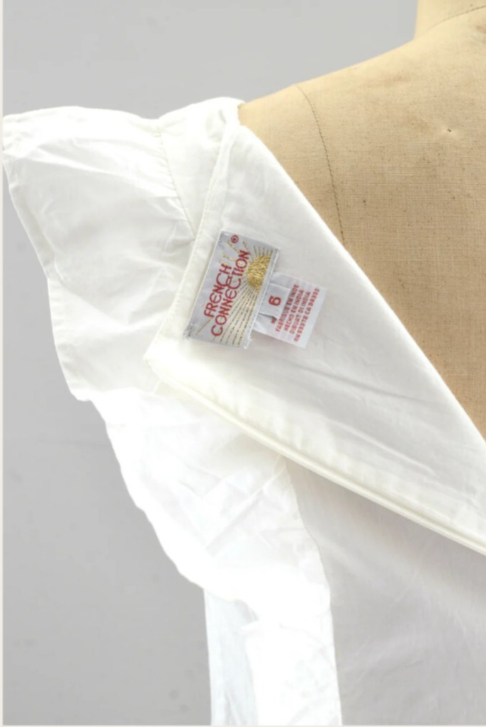NWOT French Connection White 100% Cotton Pinafore Style Sundress w/cutout detail