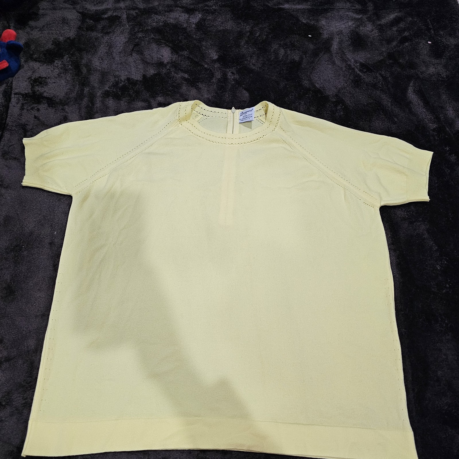 Vtg Designers Action Knit Yellow 100% Antron Nylon Short Sleeve T Shirt Top XL?