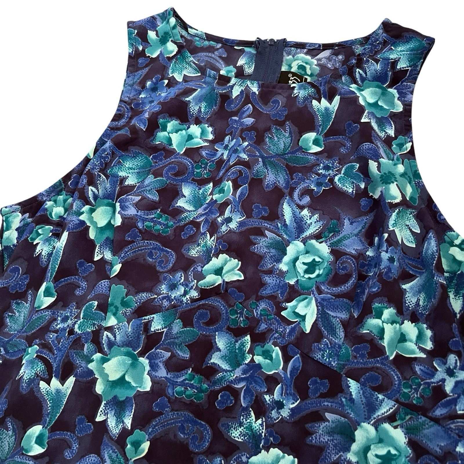 90s VTG All That Jazz Floral Maxi Dress 8/10 Navy Multi Sleeveless Straight Fit