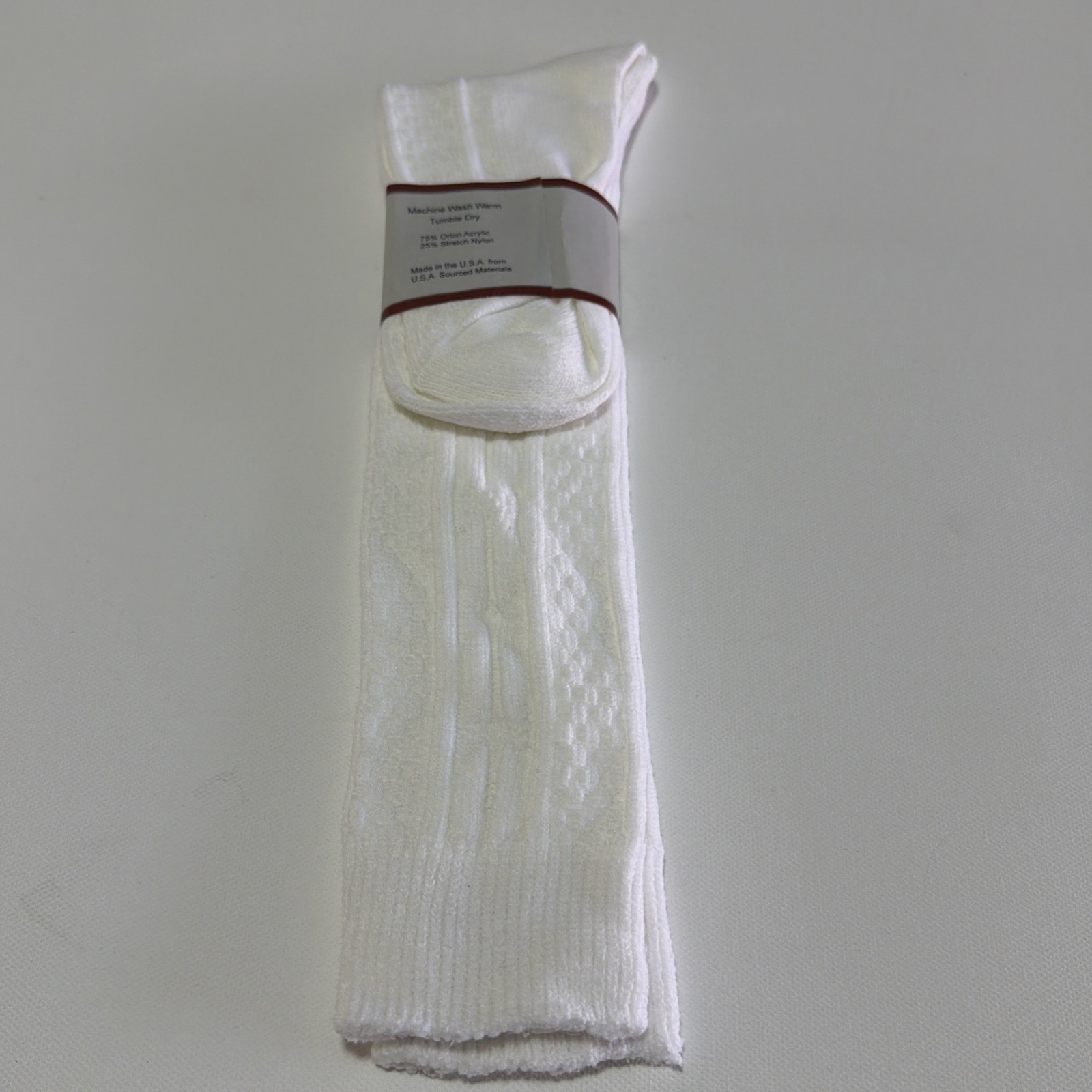 VTG Socks Hosiery 80s Teen-a-bouts Knee High 8-9.5 Pyramid White Cable Knit 90s