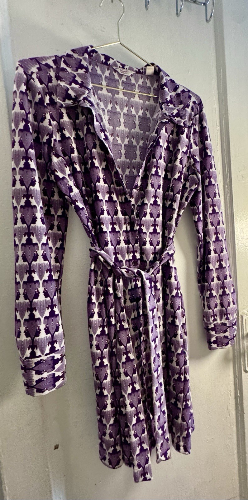 Vintage Shirt Dress Original Penguin by Munsingwear Purple & White Mod Print