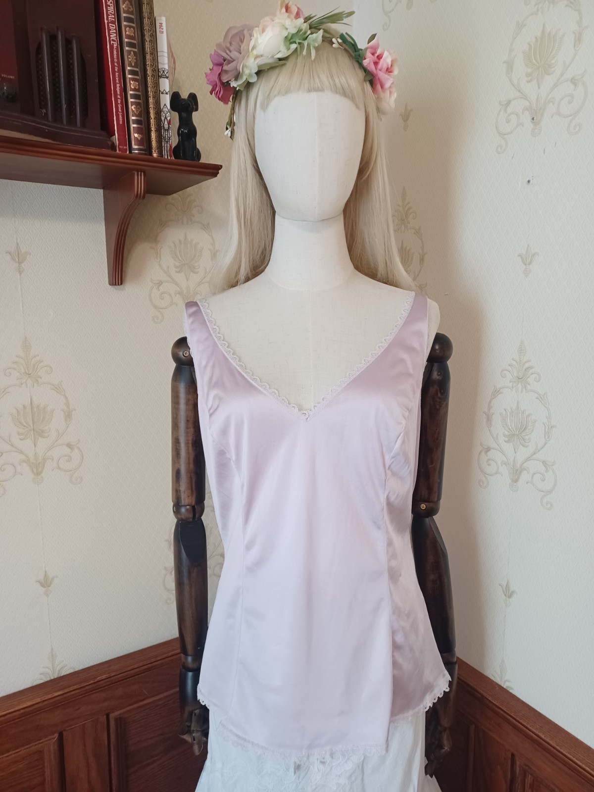 Vintage 1970s/80s Montgomery Ward Lilac Lace Trim Cottagecore Fairy Camisole 2X