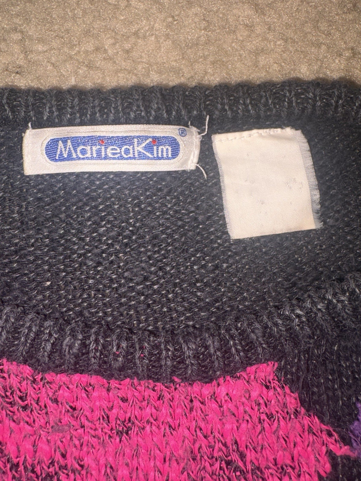 Vntg 70s/80 Mariea Kim Sweater M Abstract Geometric Argyle Pink retro