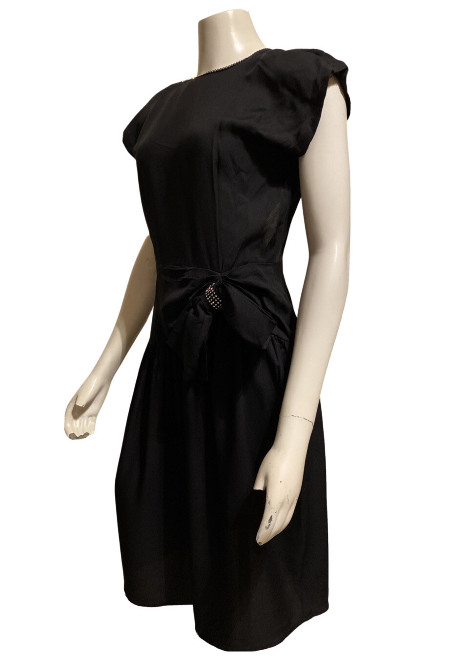Vintage 1980s NANCY BRACOLONI for VIJACK Dress Black Crepe &. Rhinestones DISCO