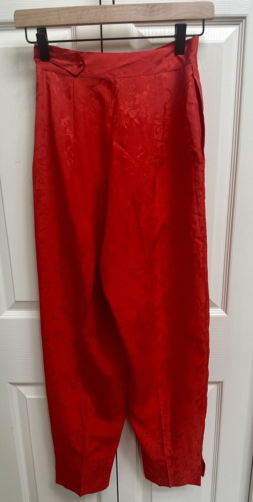 Vintage SZ 12 Dynasty Hong Kong BCC Silk 2 Pc Jacquard Floral Hostess Pant Set