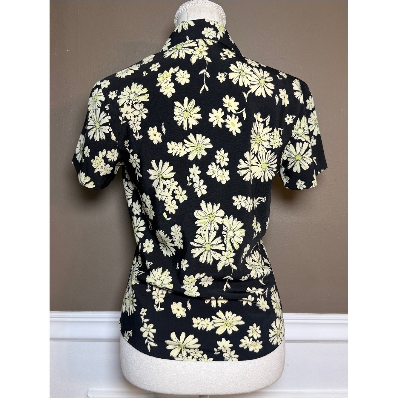 Vintage 90s Y2K Rampage Floral Button Up Blouse S Black Cottagecore