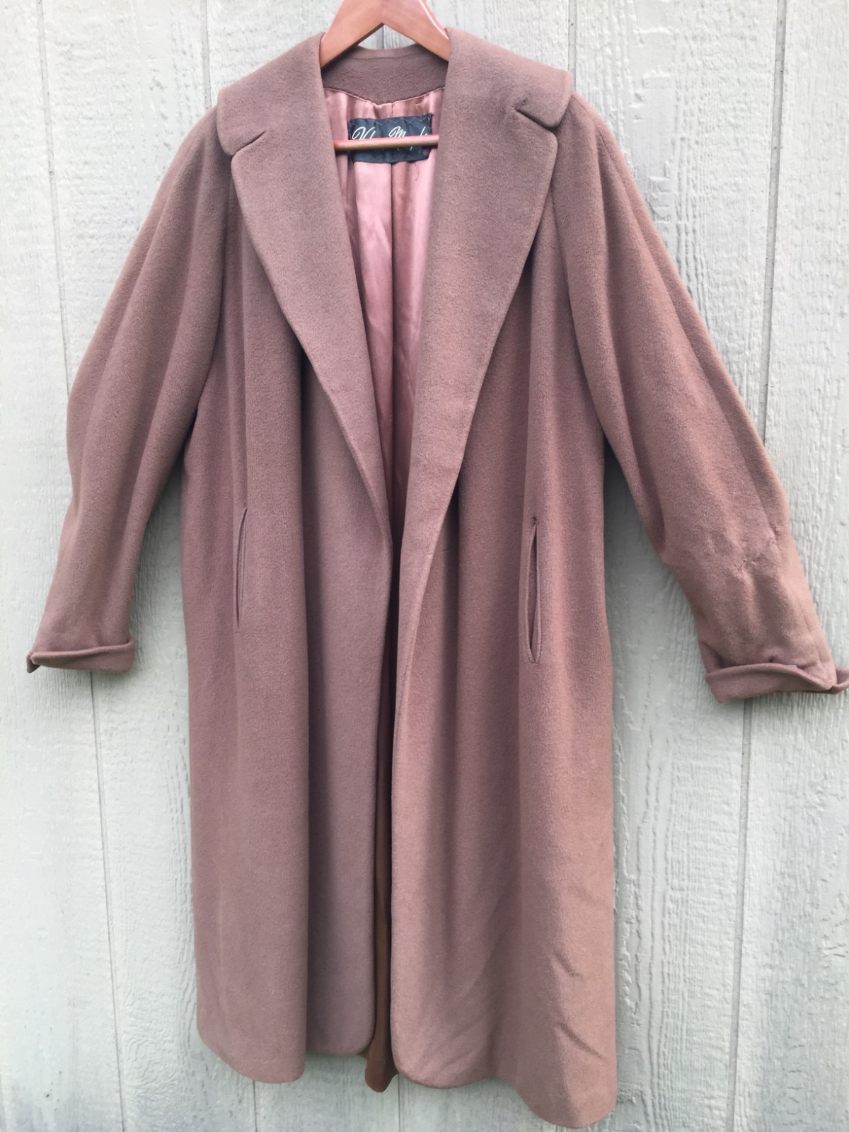 Helen of Memphis Vintage 100% Cashmere XL Long Coat Buttonless Style Brown Lined
