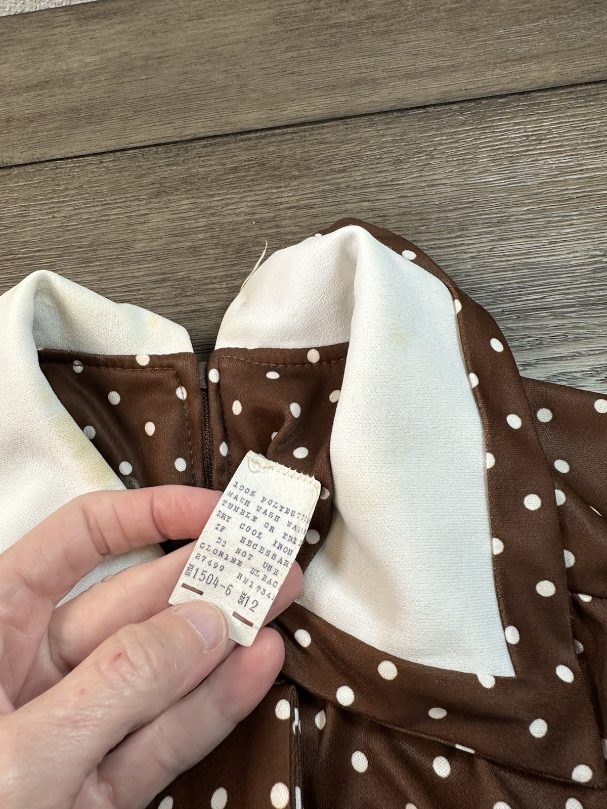Vintage Polyester Skirt And Blouse Brown Polka Dots Size 12