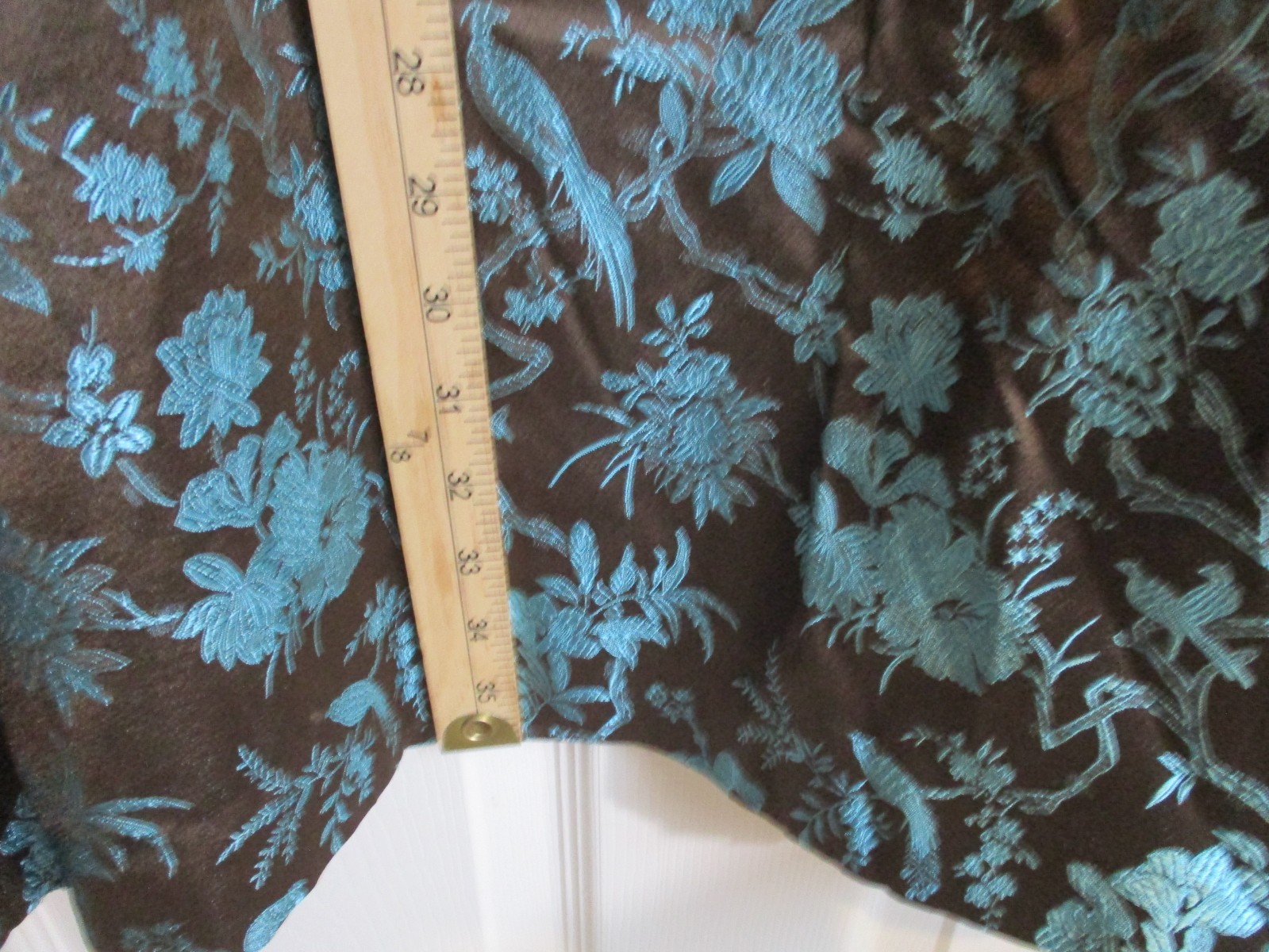 Vintage Asian Embroidered Silk /Rayon Coat/Jacket – Turquoise- Brown -S- M (38)
