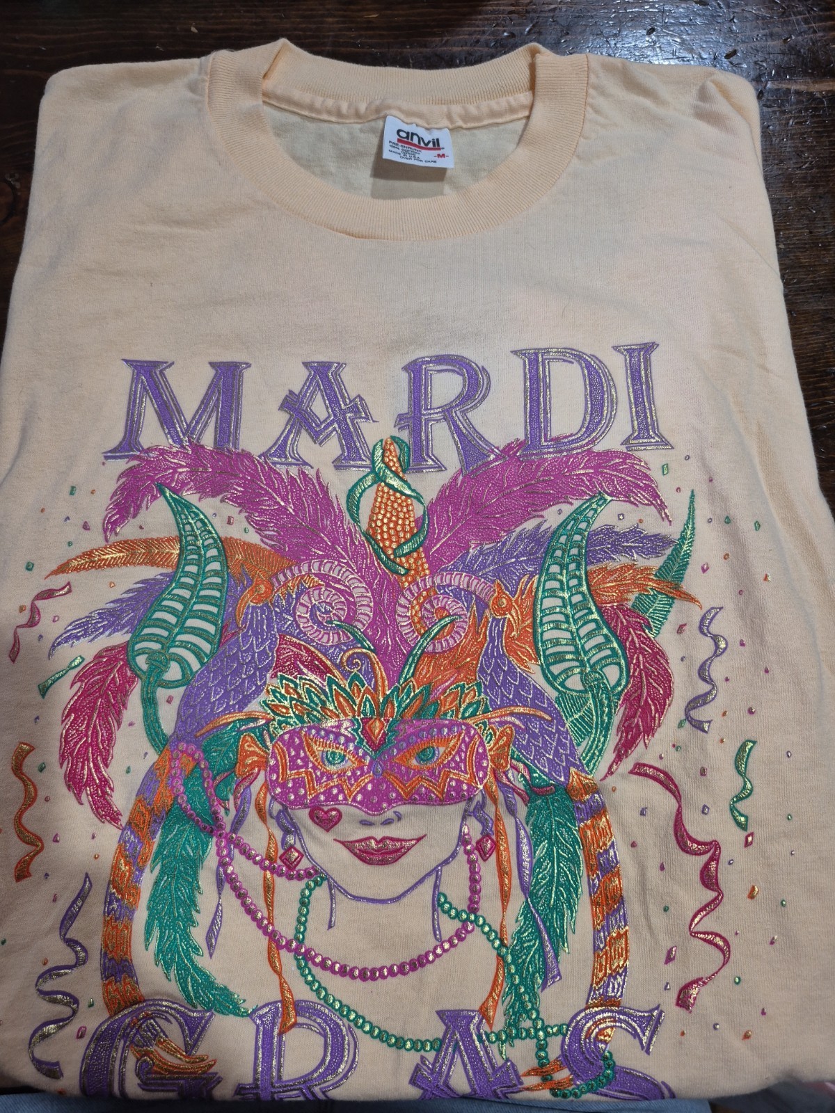 Vintage Anvil Mardi Gras T-shirt Size Medium Women