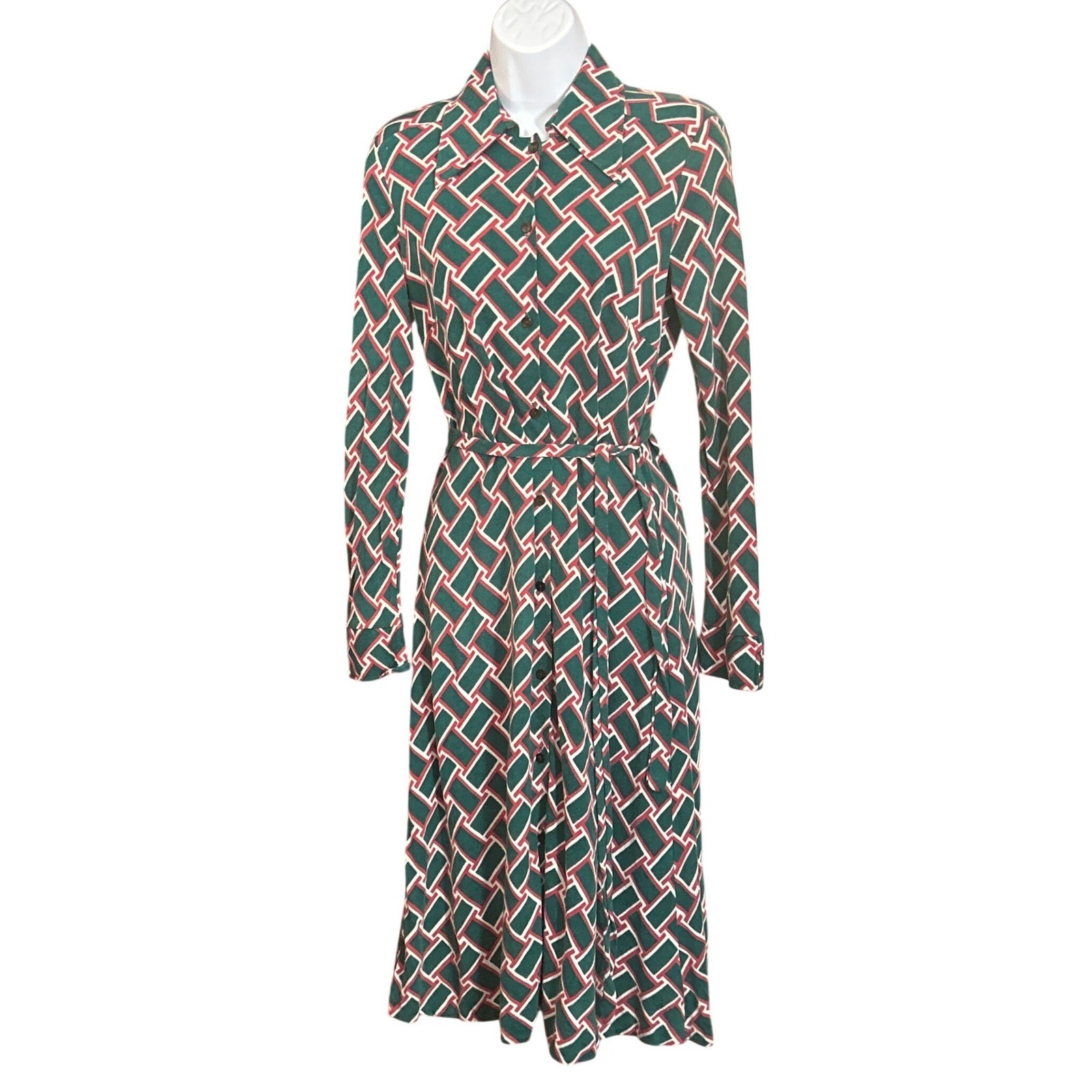 Vintage 70s Diane von Furstenberg Shirt Dress Geometric Mod Retro Chic Designer