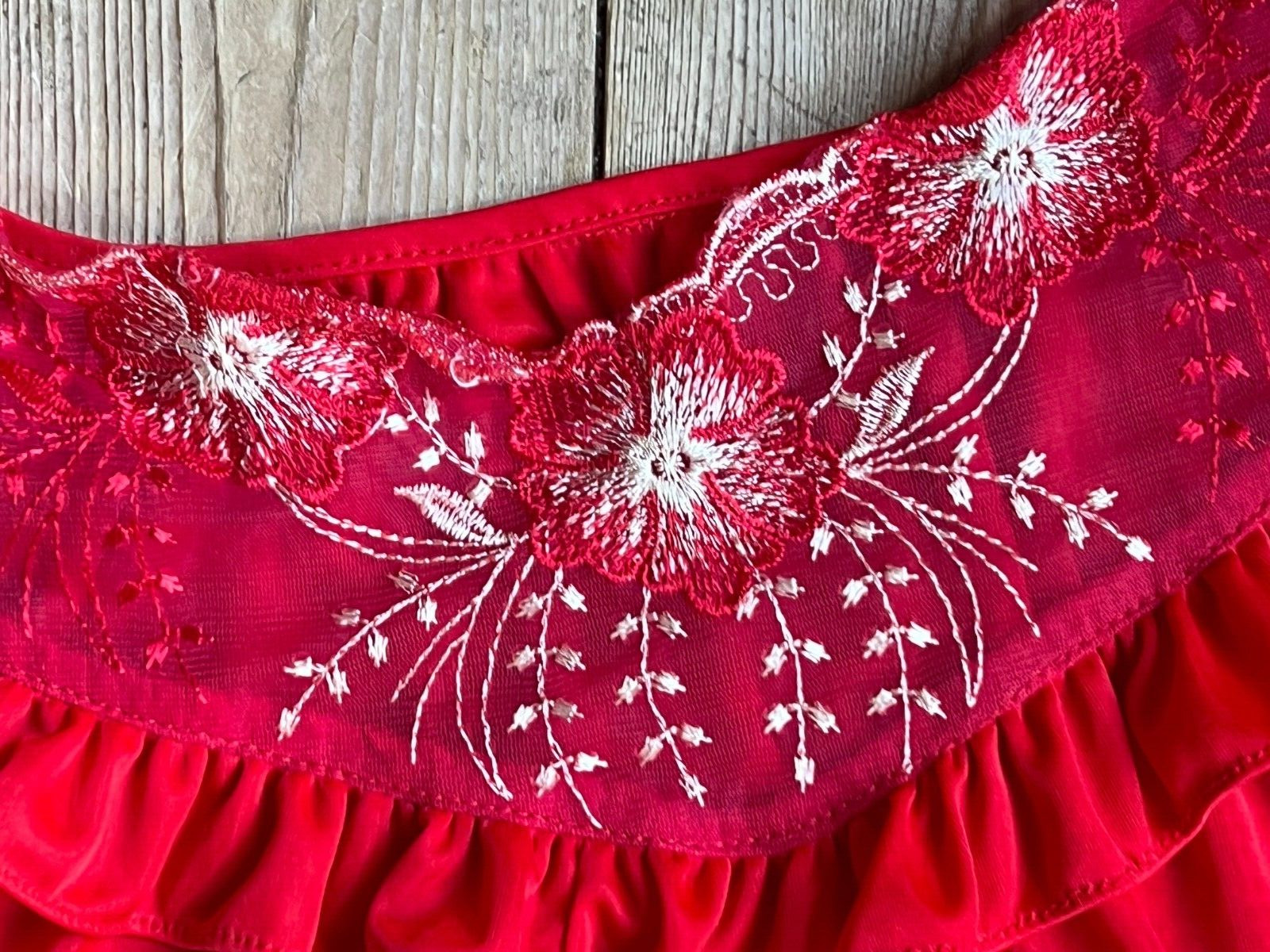 Lace Babydoll Chemise Red Nylon 50s Vintage Pin Up 42 44