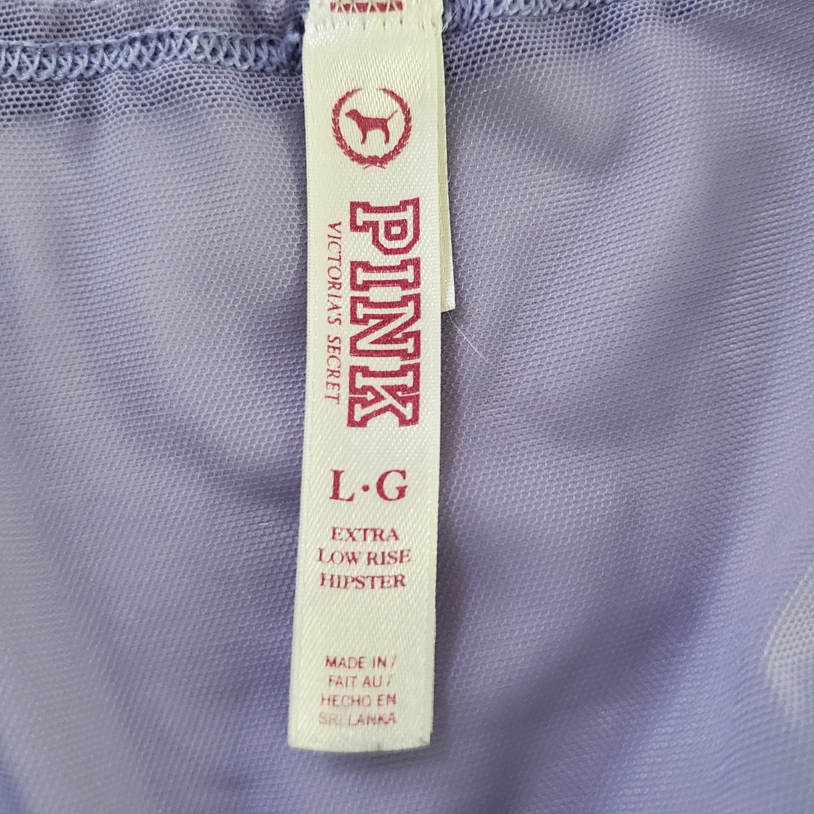 Vintage Victorias Secret PINK Extra Low Rise Hipster Panty Purple Rhinestone LRG