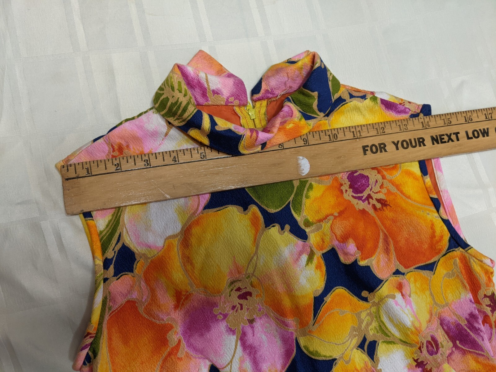 Vtg muumuu Barkcloth Long Dress Tiki Island Casuals Waikiki Hawaii S M Orange