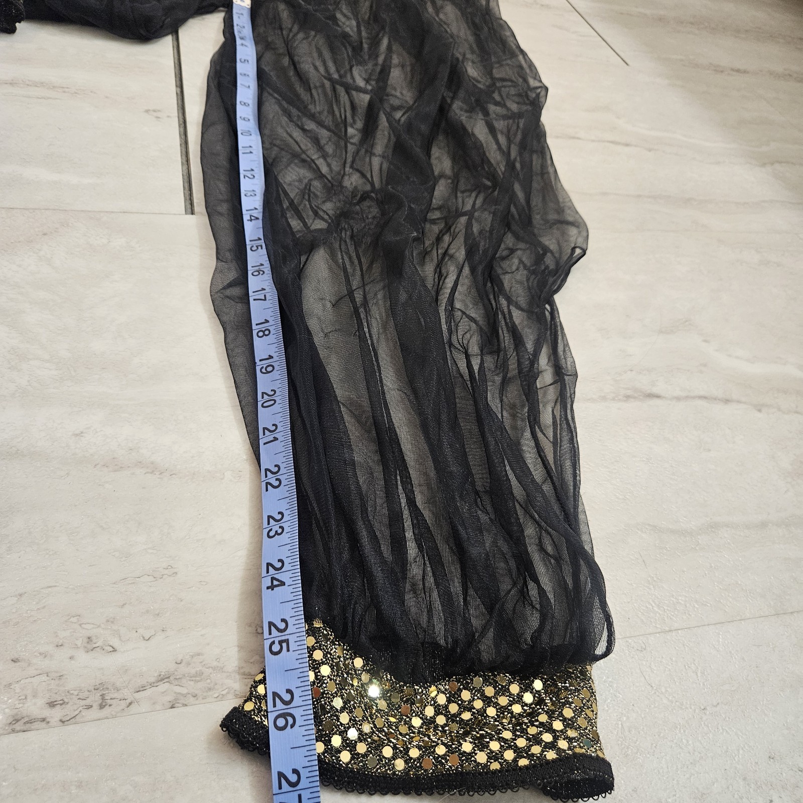 VTG Frederick’s of Hollywood Sheer Mesh Harem Pants Bra Set Sequin Black L USA