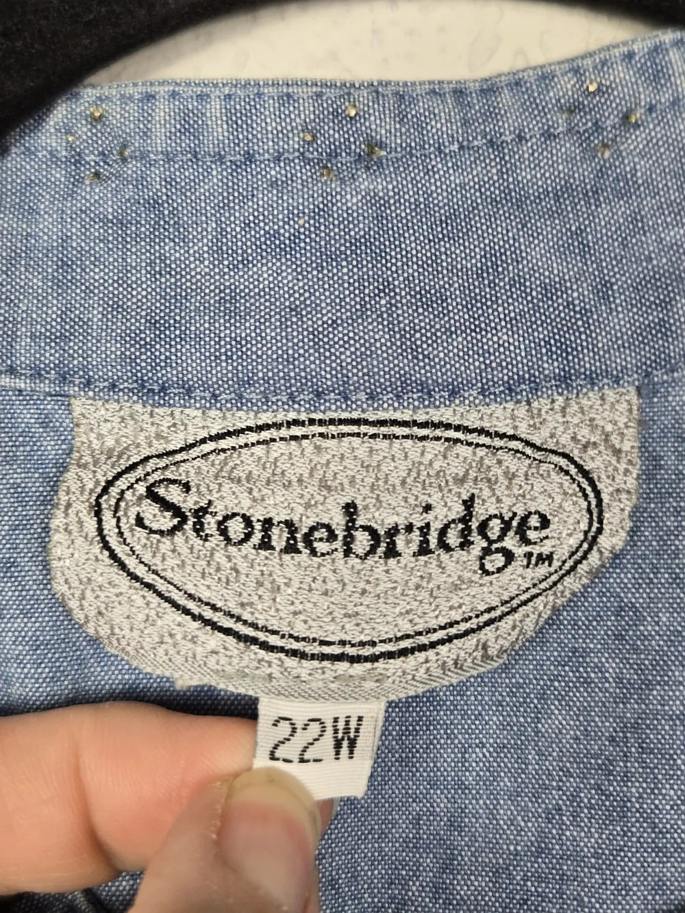 VTG Stonebridge Studded Chambray Denim Shirt Jacket Western USA Plus 22W