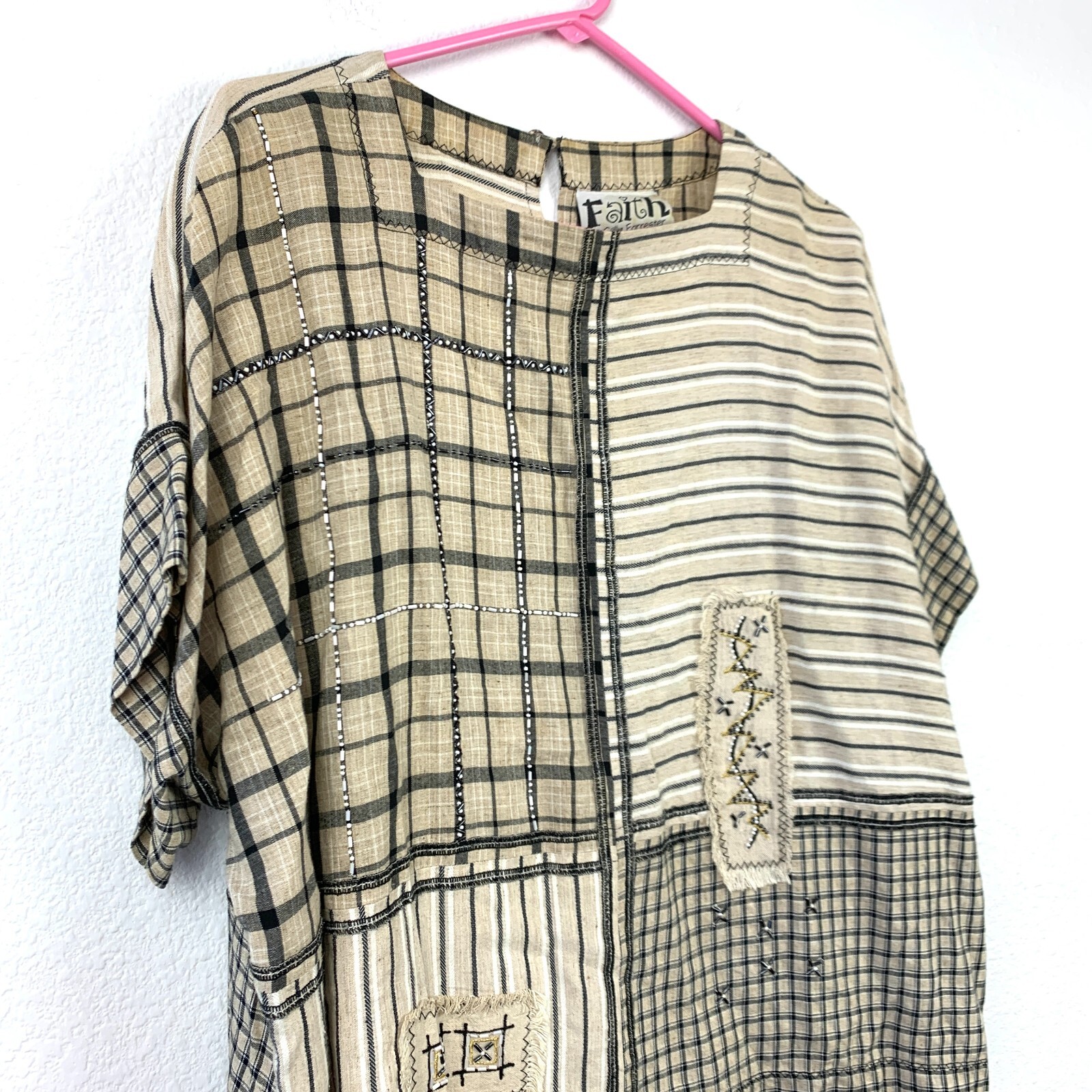 Vintage Faith by Celia Forrester Boho Lagenlook Bead Shirt Skirt Outfit Medium