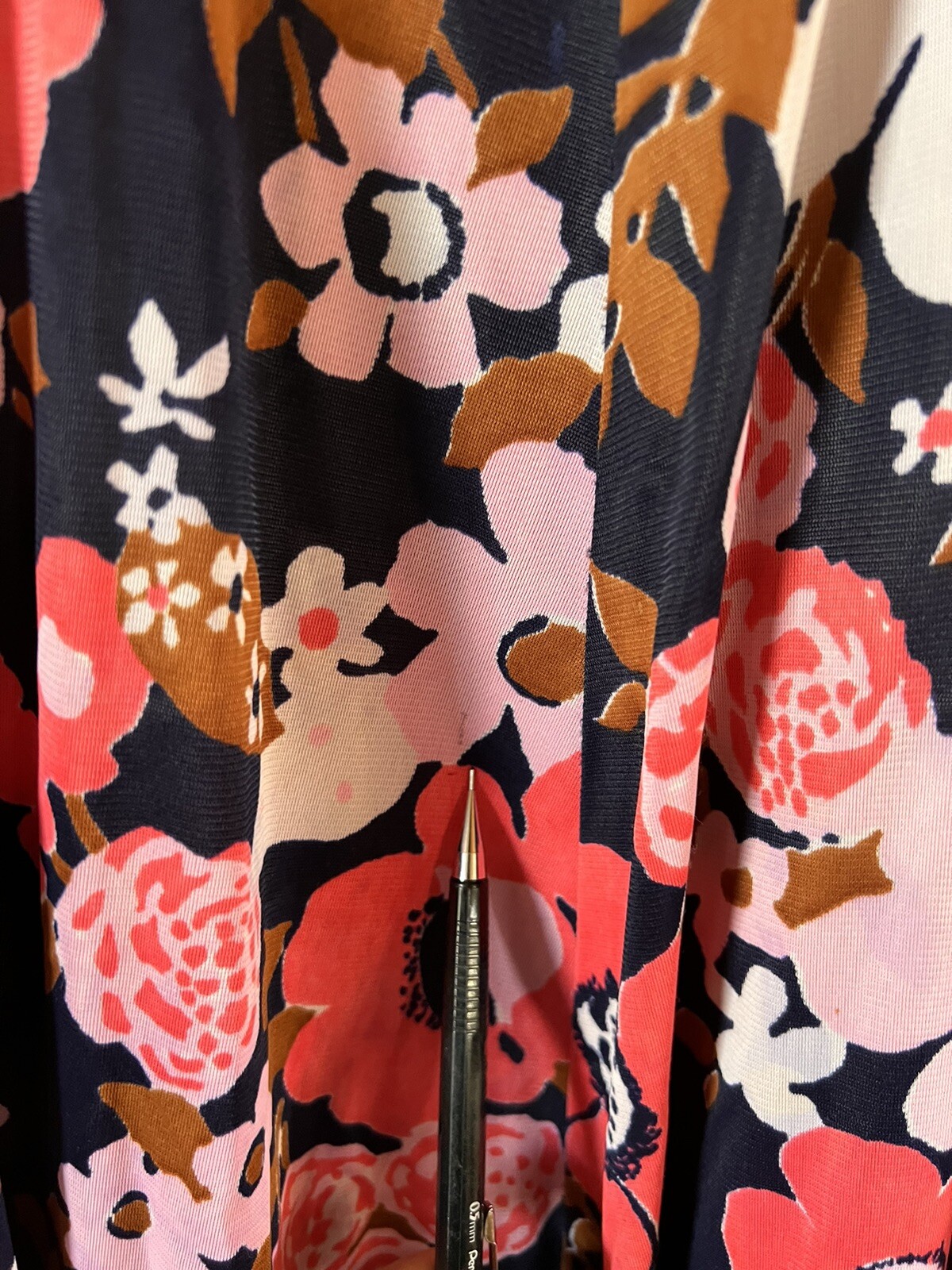 vintage 70s floral maxi dress navy with pink white flowers sleeveless ruffle