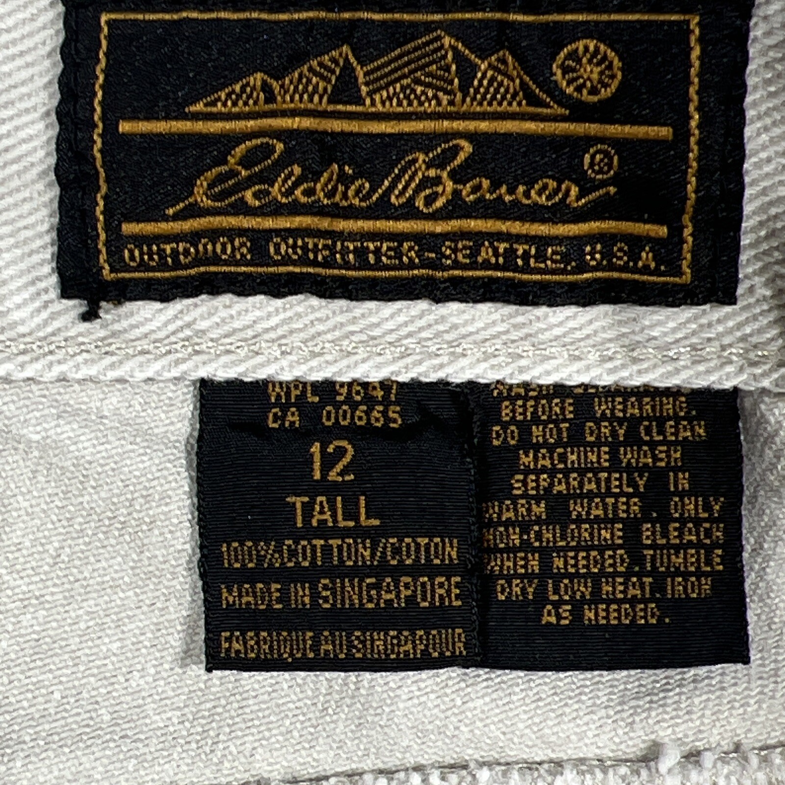 Y2K Eddie Bauer womens 2 Tall hight waisted pleated front denim beige Cotton VTG