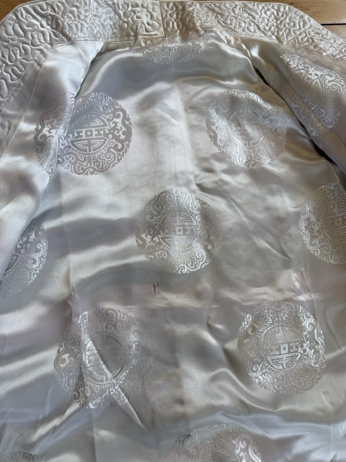 Vintage 60s 70s Silk Rayon Embroidered Kimono Shirt Jacket M/L Chinese Reverse
