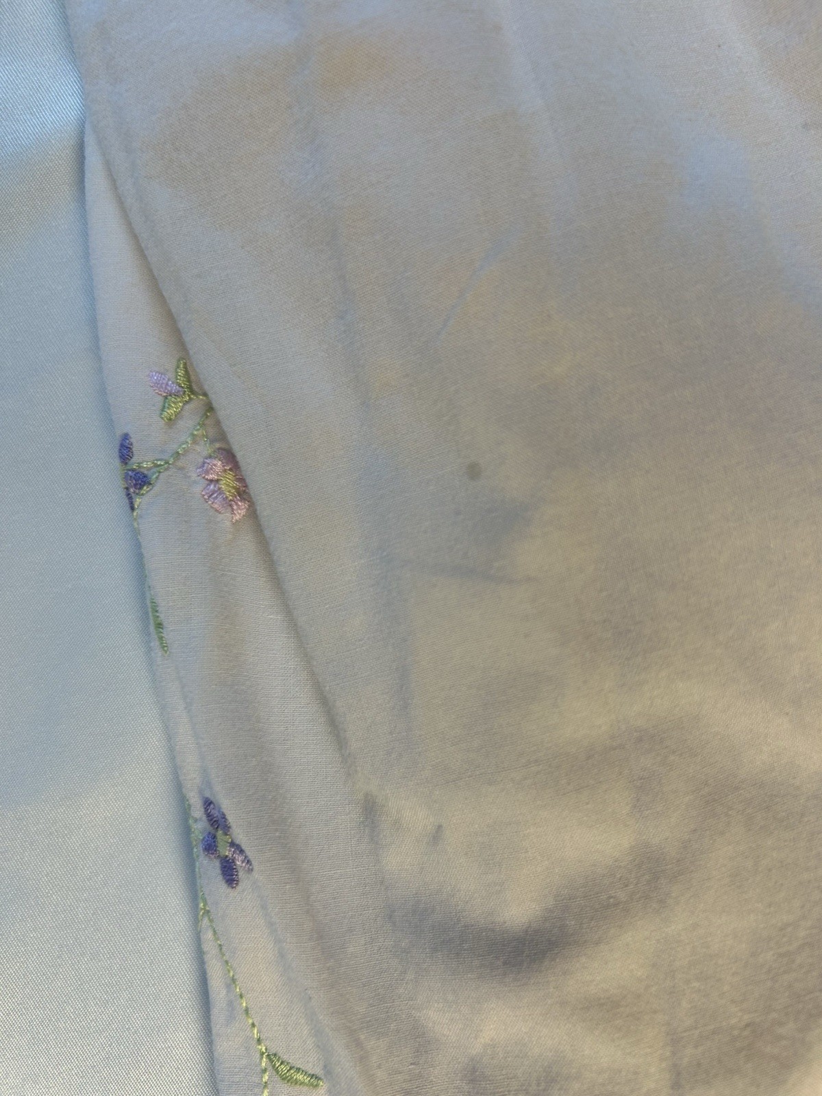 Vintage Adonna LightPink Flowers Ruffle trim Nightgown Size L 100% Cotton Gown
