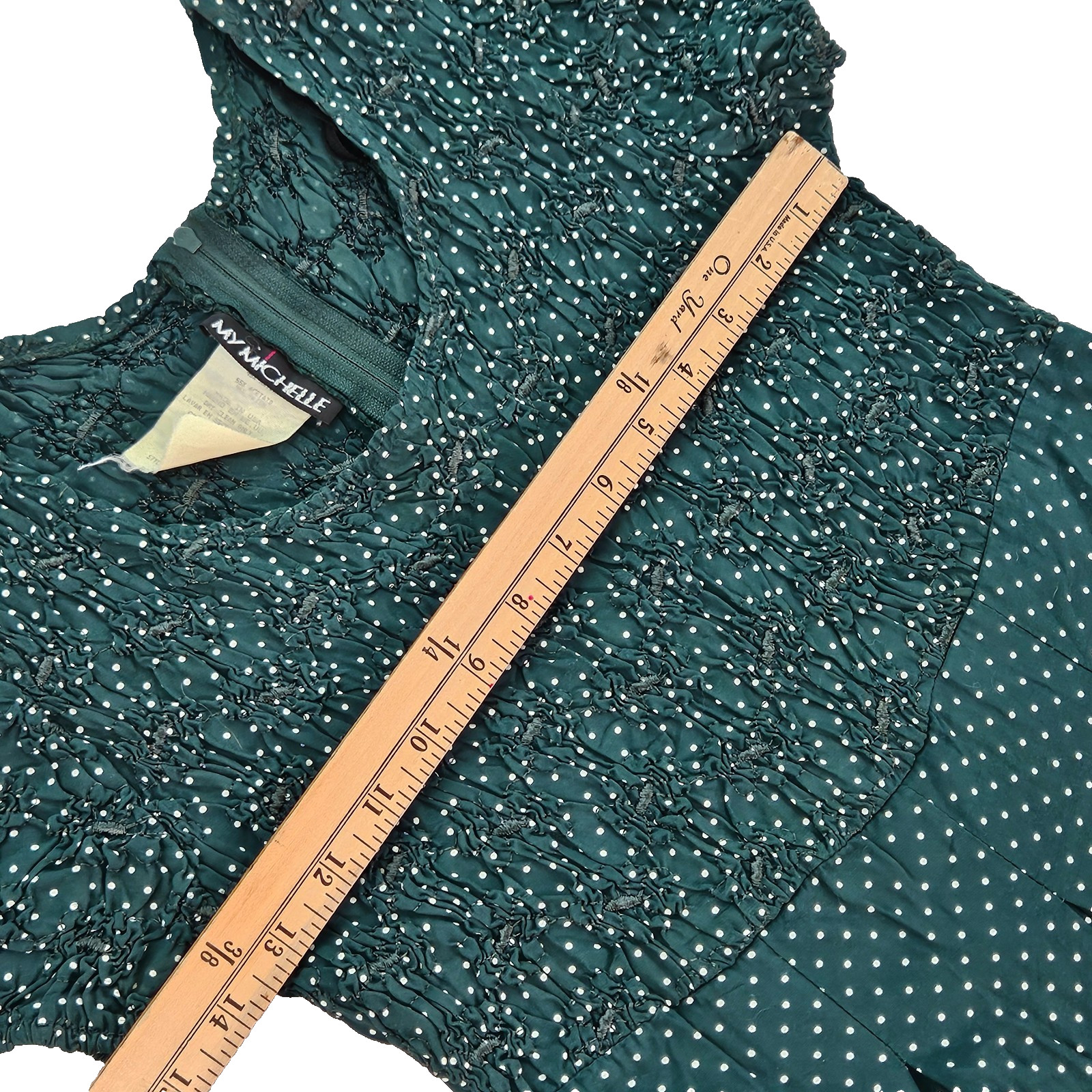 My Michelle Y2K 90s Wide Leg Jumpsuit Womens Sz 7/8 Polka Dots Boho Cottagecore