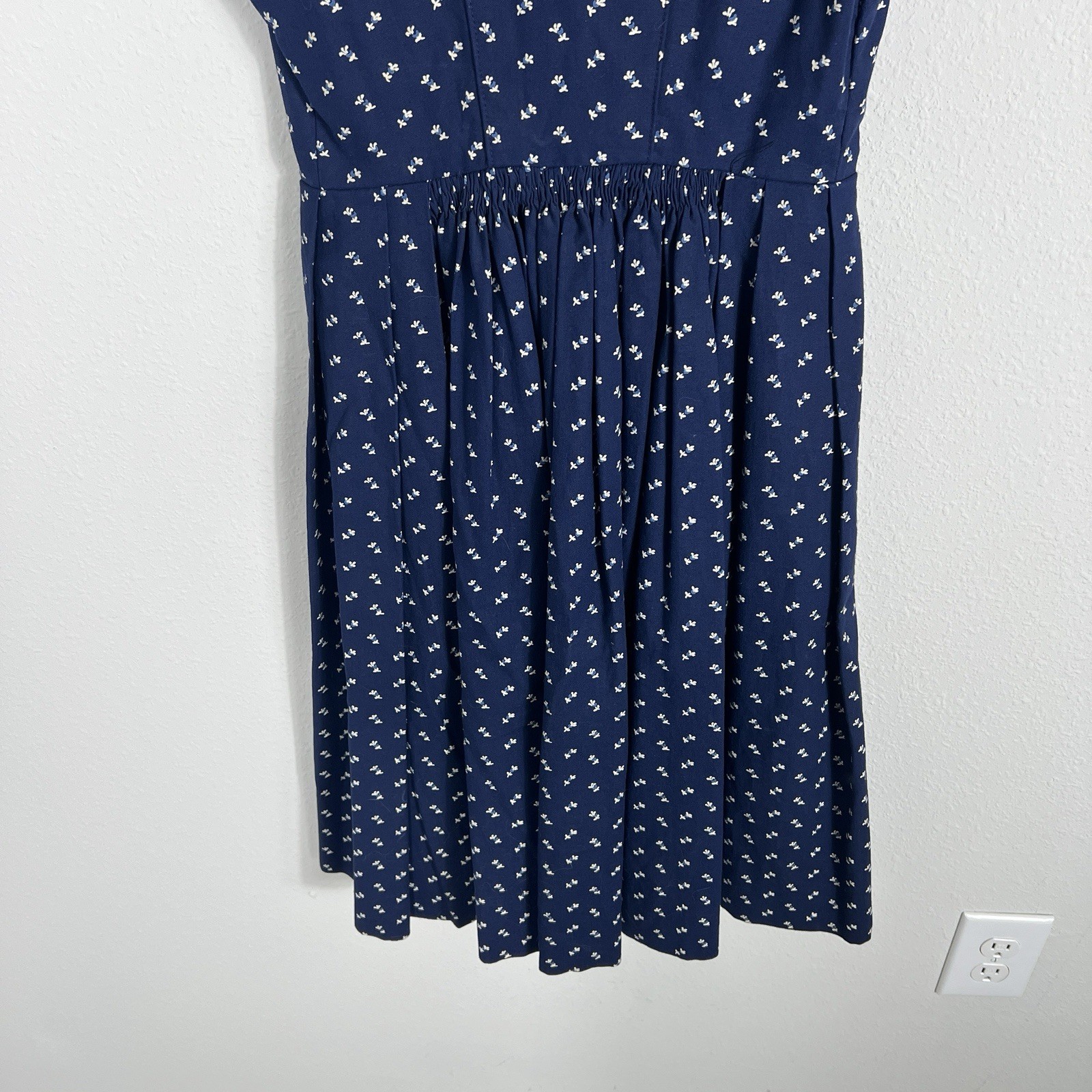 Vintage Steyrische Kunststube Dress German Blue Floral Print Dress Bavarian 38