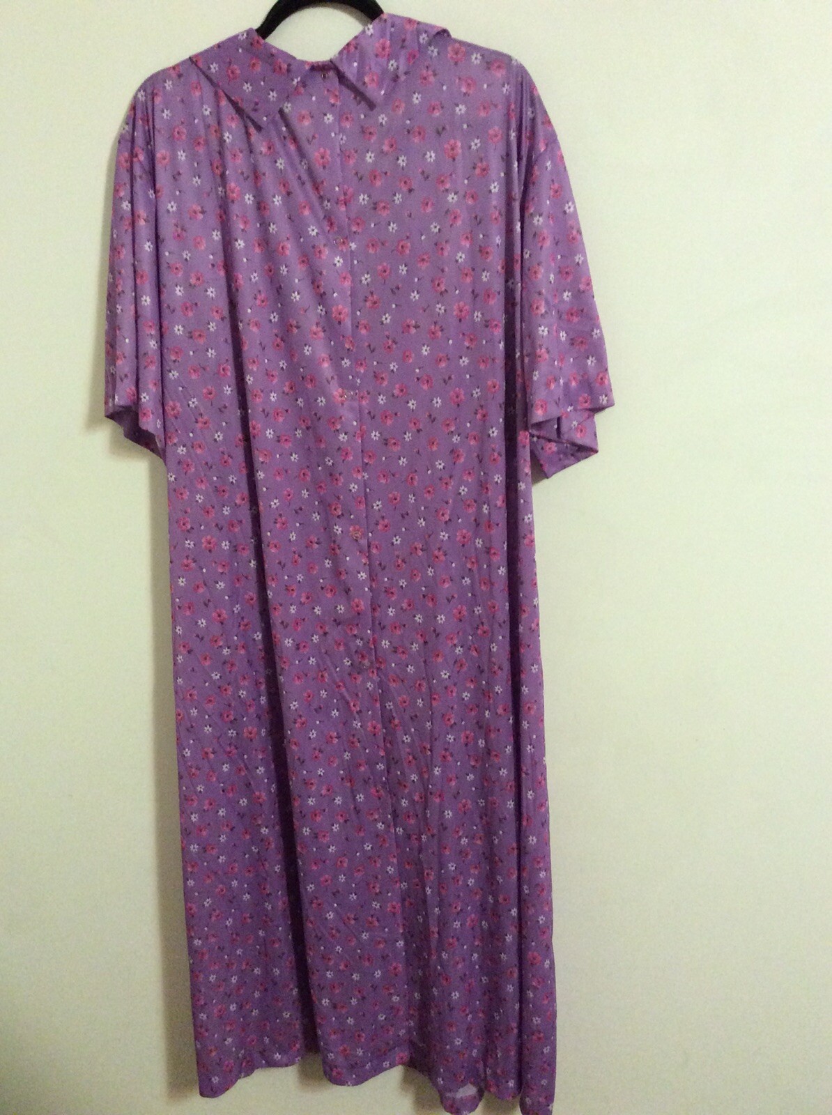 Vintage Ina Carol 3X Housedress Secretary Dress Lavendar With Pink Flowers