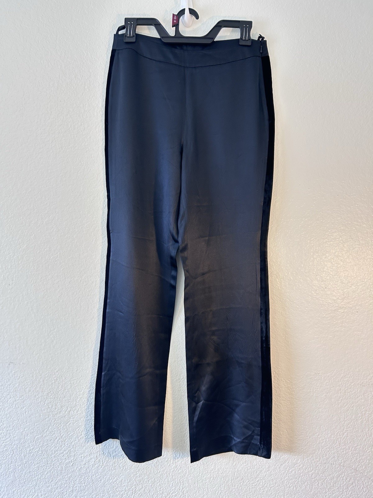 Vintage Bloomingdale’s 100% Silk Tuxedo Black Satin Velvet Side Pants SZ 4