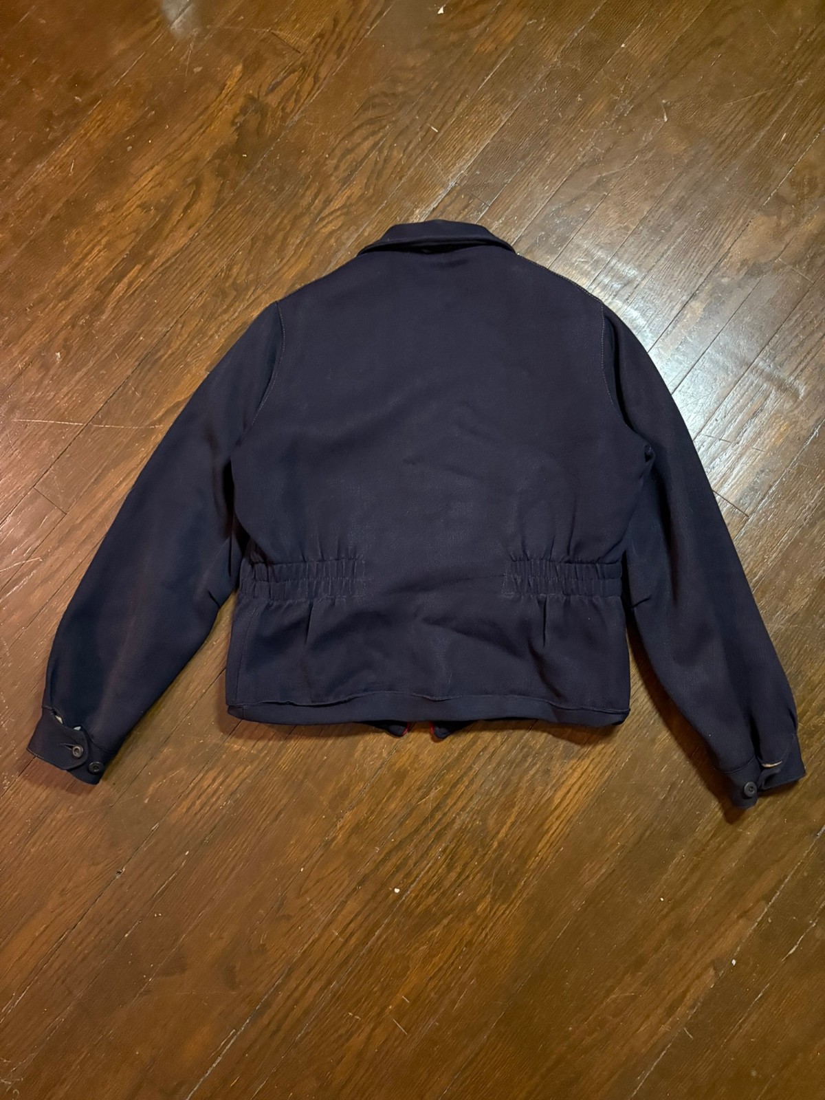 1940s Navy Alpine Ski Suit — Two-Piece Wool Gabardine Buckle Shearling Lined